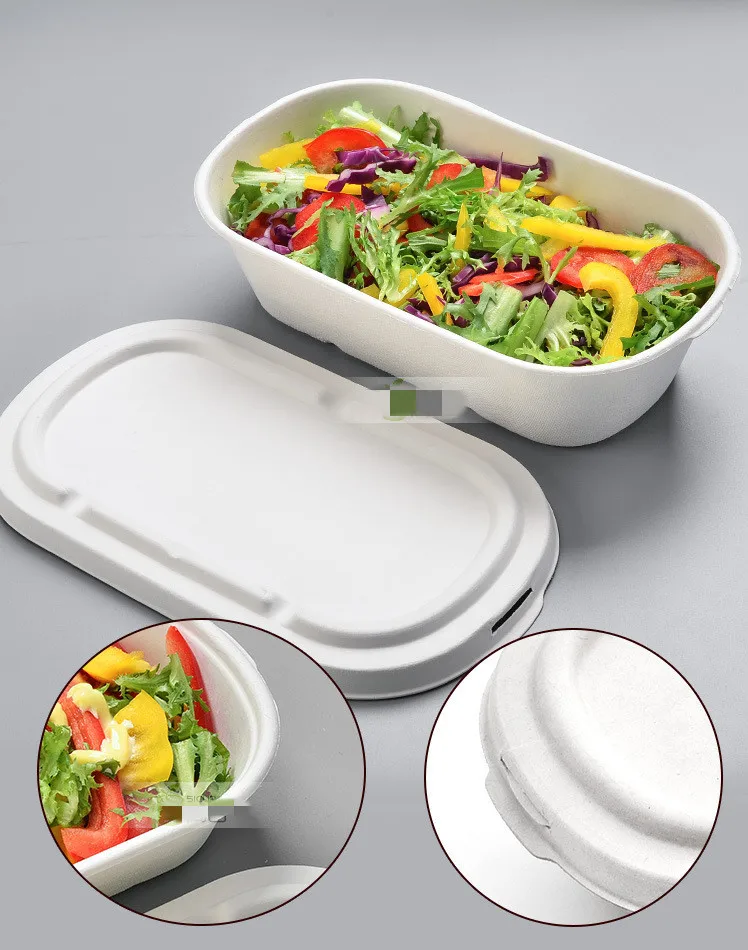 500x Disposable Box Compostable Bagasse Biodegrade Food Grade Eco-friendly Take-out Carry-out Take-away Lunch Box Bowl Lids