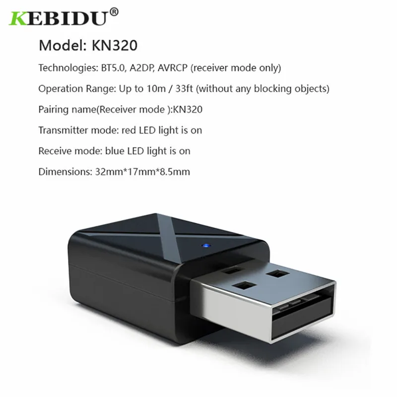 Передатчик Bluetooth KEBIDU с USB-приемником беспроводной музыкальный аудио адаптер 5 0