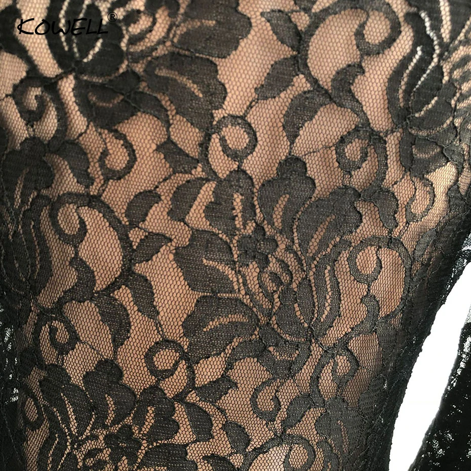 Женский кружевной комбинезон с глубоким V образным вырезом и асимметричным