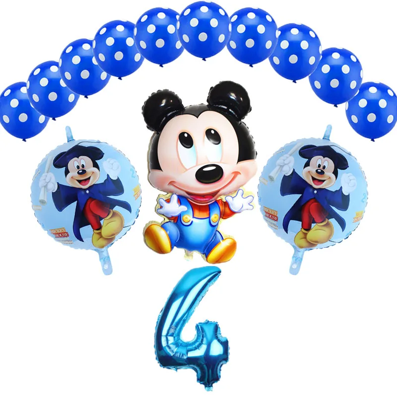 14 шт. 32 дюйма розовый и голубой номер фольга надувные шары Mickey воздушный шар "Минни" Рисунок От 1 до 8 лет детей Для мальчиков и девочек декор для вечеринки в честь Дня Рождения