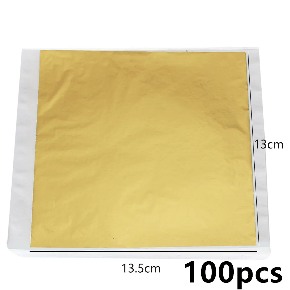 100 шт. блестящая имитация золотого листа Тайваньского к позолоченный цвет 24 К