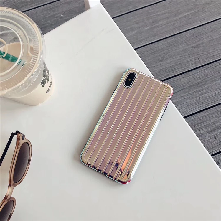 Классный чистый цветной чехол для телефона с текстурой багажа и смайликом iPhone XS