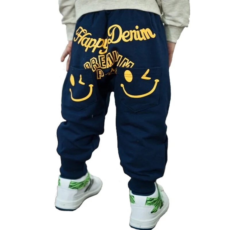 

SOSOCOER Boys Sports Pants Cute Smile Face Children Haren Pants Spring Autumn Fashion Letter Girls Trousers Kids Clothes Outfits