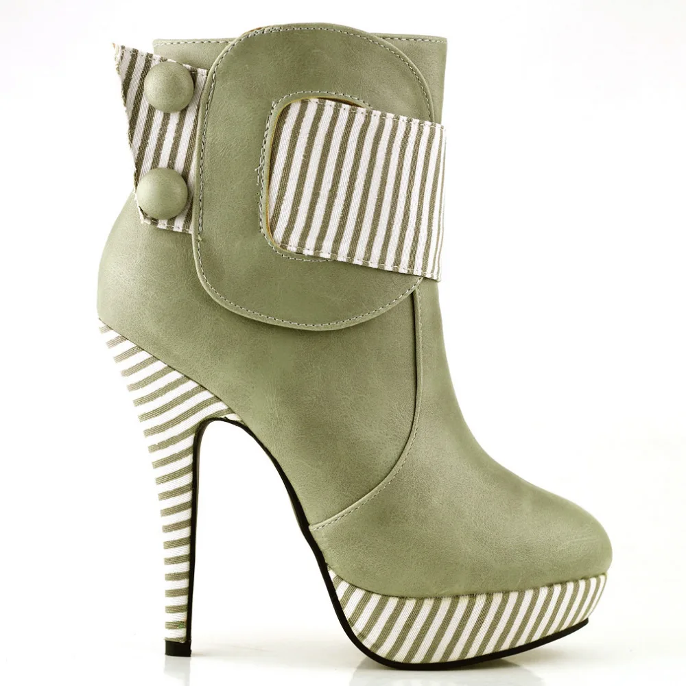 LF30303 двухцветные ботильоны в полоску на платформе | Обувь