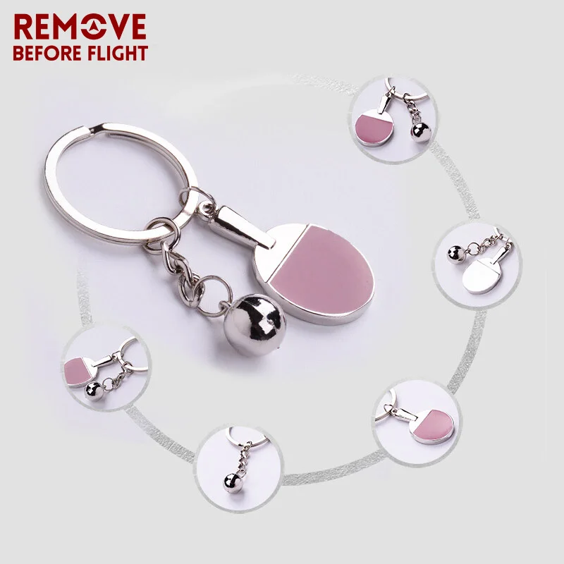 

REMOVE BEFORE FLIGHT Fashionable Key Ring Table Tennis Shaped Key Chains Accessories Present Pink Keychain for Fashion Jewelry