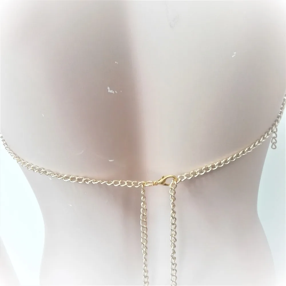 Женская Шипованная заклепка панк Небесно Голубой Кожаный портупея цепь ручной