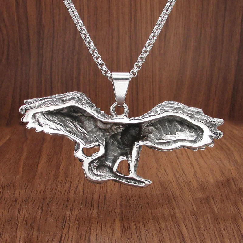 Бесплатная доставка Панк 316L нержавеющая сталь серебряный цвет черный орел