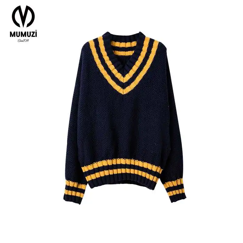 Sweater female V-neck pullover loose thick yarn autumn and winter sweater 2017 thickening outerwear | Женская одежда