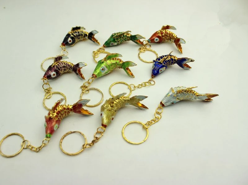 Cloisonne Swing 6,5 Koi Fish брелки брелок Ретро Китай карп эмаль ювелирные изделия аксессуары брелок Подвеска этнический подарок
