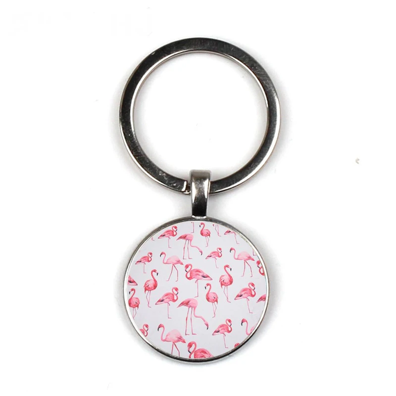 Hot Sell Simple Pink Cute Keychain Nordic Style Palm Leaf Flamingo Key Chain Small Gift Car Bag Charm Keyring Accessories | Украшения и