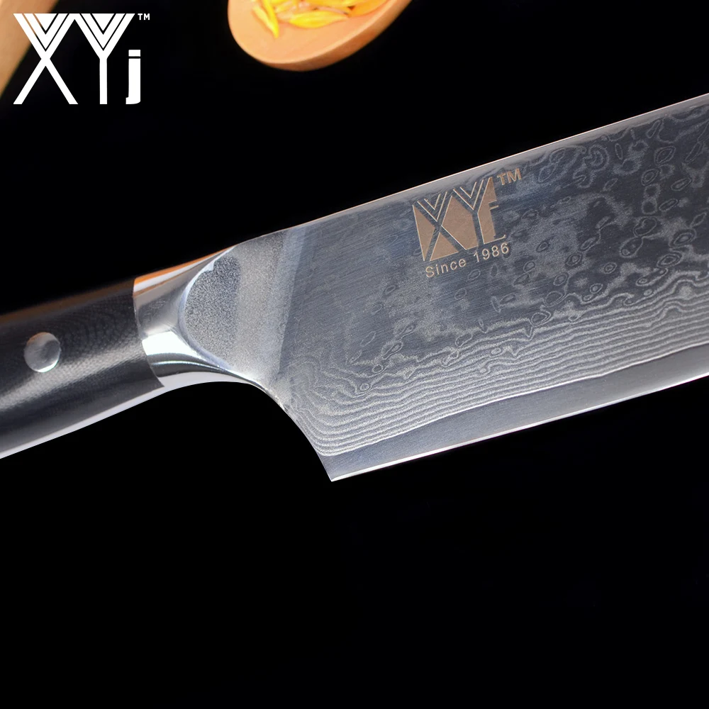 XYj 8 &quotкухонный нож 7&quot Santoku японский дамасский стальной кухонный супер острый