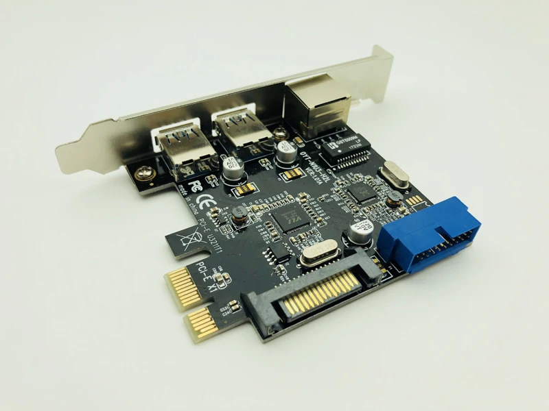 Сетевая передняя панель с 2 портами плата PCI Express USB 3 0 + RJ45 Gigabit Ethernet адаптером для