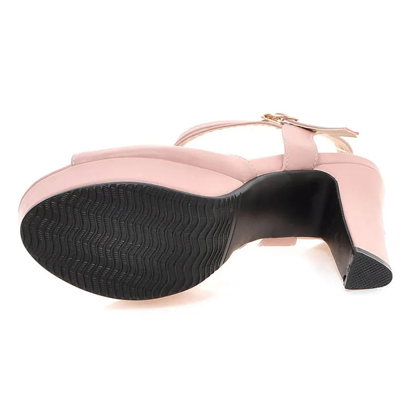 

Fanyuan 2018 Women Sandals Ankle Strap Platform Dress Shoes Top Quality PU Candy Colors Super High Heel dress Shoes