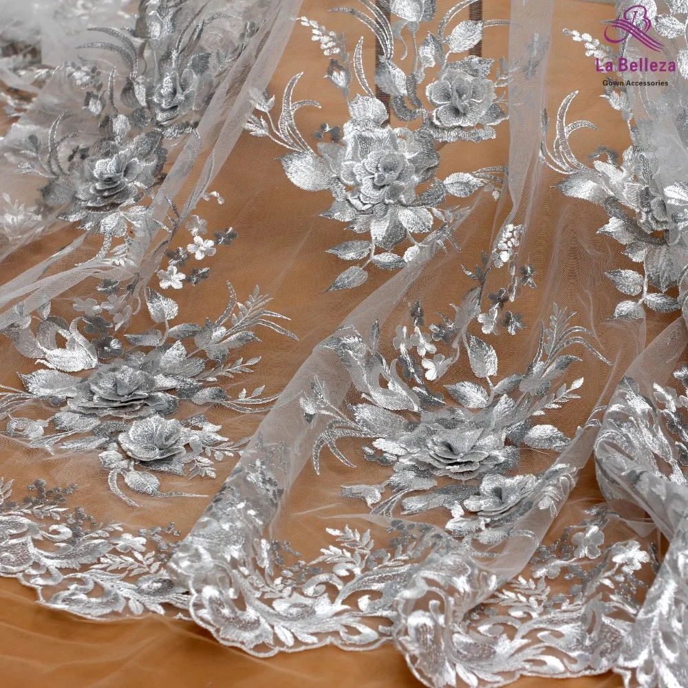 La Belleza дизайн кружева, оранжевые 3D Цветы кружевная ткань, розовые 3D Цветы Кружевная Ткань вечернее платье кружевная ткань 1 ярд