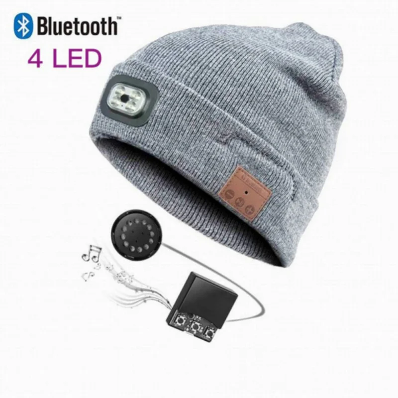 Light Grey A СВЕТОДИОДНЫЙ беспроводной зимняя шапка с Bluetooth Вязание Smart Talk Музыка гарнитура наушники для спорта шапочки согревающие наушники Динамик Микрофон - Цвет: Light Grey A