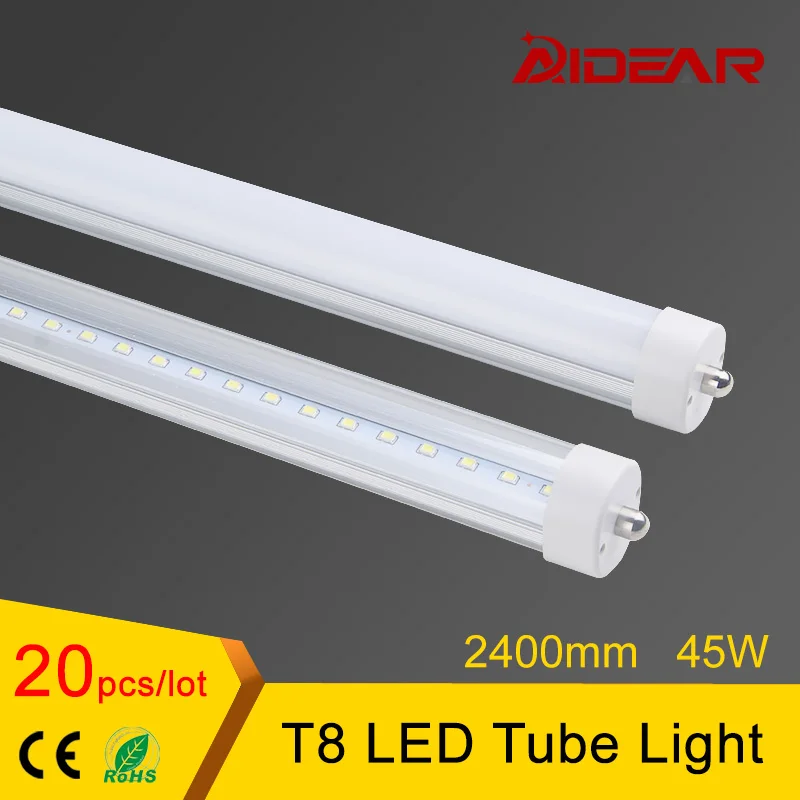 Бесплатная доставка светодиодная трубсветильник 8 футов T8 2400 мм лампы 85-265 в