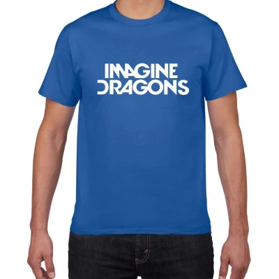 sapphire blue Новинка, футболка для мужчин в стиле Харадзюку с надписью IMAGINE Dragon pok, хлопок, повседневная рок-группа, уличная одежда, мужская футболка - Цвет: sapphire blue