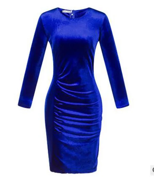 Женское бархатное платье HEFLASHOR однотонное винтажное с длинным рукавом