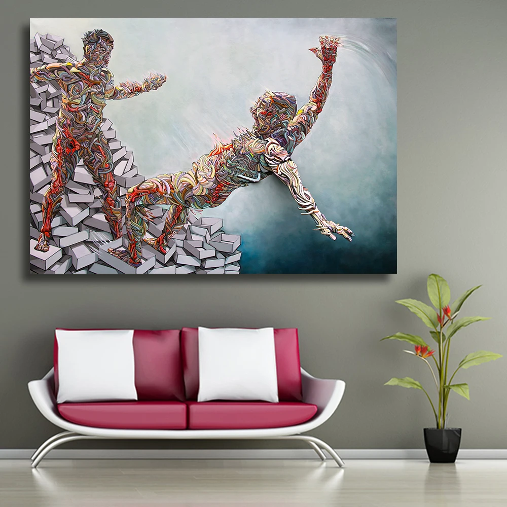 QKART Home Decor Canvas Wall Art Human Behaviour by Shaka Oil Painting Print Pictures for Living Room | Дом и сад