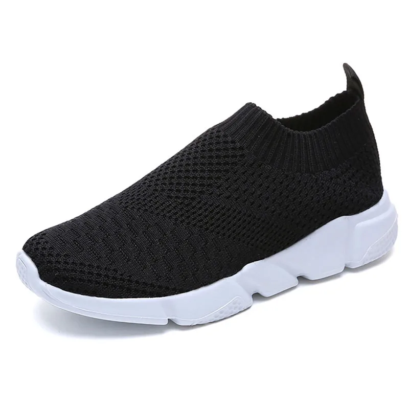 Женская обувь; большие размеры; кроссовки Flyknit; женская новая Вулканизированная обувь; повседневная женская обувь без застежки на плоской подошве; прогулочная обувь из белого сетчатого материала