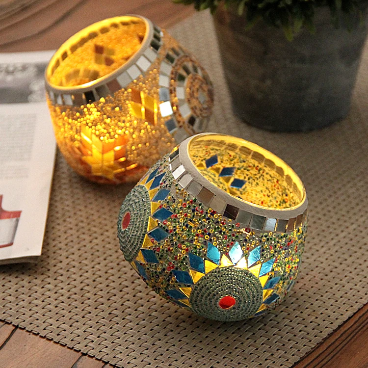 2019New бар и вечеринка Декоративный Подсвечник Многоцветный Стеклянная мозаика