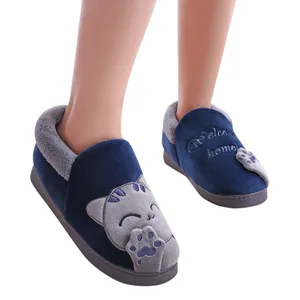 Тапочки мужские зимние, без застежек, с изображением кота