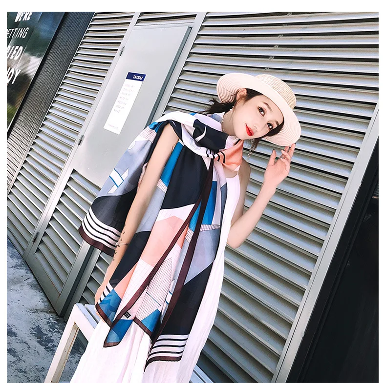 Новый Дизайн Элитный бренд Платки Обертывания Геометрия Стиль длинное пляжное