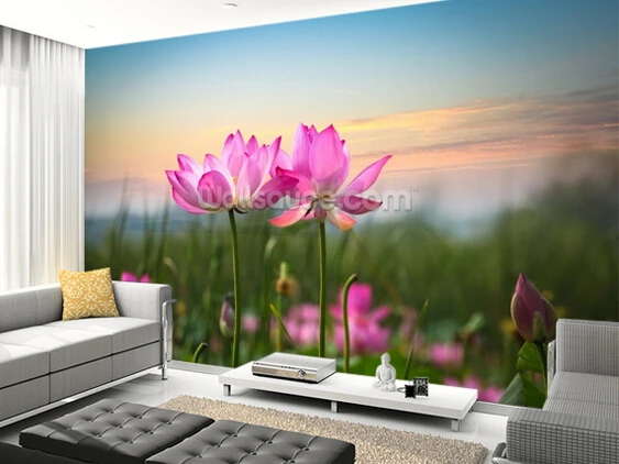 Пользовательские цветочные обои цветок лотоса на закате 3D декорации для