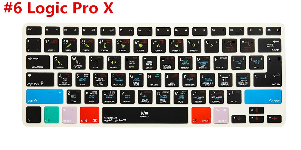 HRH Logic Pro X ярлыки силиконовый чехол для клавиатуры для Macbook Air Pro retina 1" 15" 1" все версии до США/ЕС оба - Цвет: Logic Pro X Black