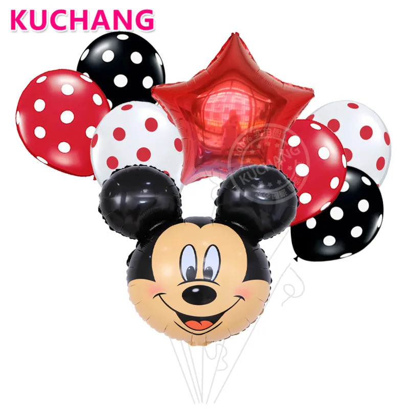 Mickey Package 8 шт./лот фольгированные воздушные шары в виде головы Минни Микки Мауса из мультфильма «Звезда» в горошек из латекса Globo для детей на день рождения - Цвет: Mickey Package