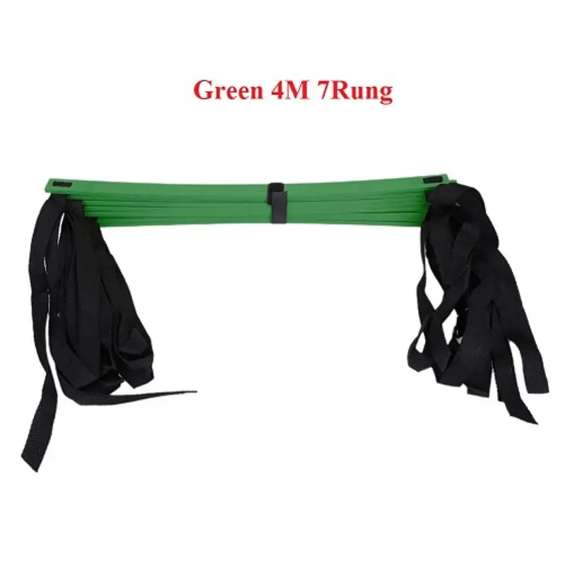 Green 4M 7Rung 6/7/8/12/14 стойки с нейлоновыми ремешками Координационная лестница обучение Лестницы футбол Футбол Скорость спортивные конструктор лестница спортивный инвентарь - Цвет: Green 4M 7Rung