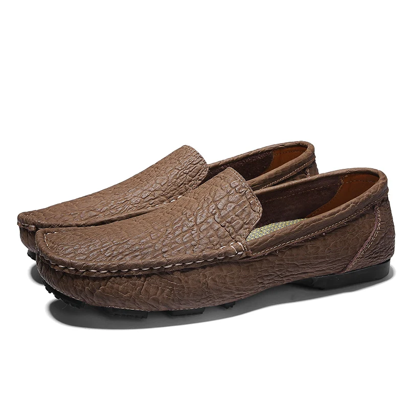 JKPUDUN Genuine Leather Mens Shoes Casual Crocodile Loafers Men Luxury Brand Driving Dress Slipon Moccasins For Skor | Обувь
