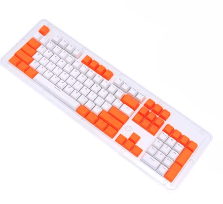 White Orange PBT колпачки для механической клавиатуры контрастный цвет розовый белый комбинированный двойной удар инъекции стандарт США 104 ключи с зажимом для ключей - Цвет: White Orange