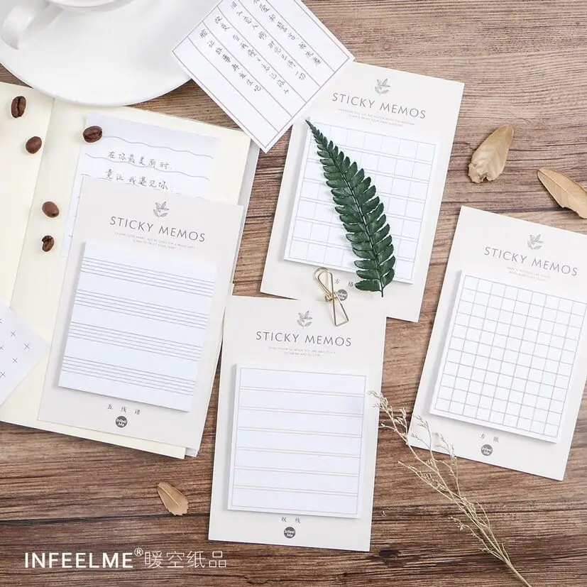 

30 Sheets Grid Stripe Sticky Note Paper Note Cards Note Pads Office Paper Sticker Reminder Desktop Note Sticker