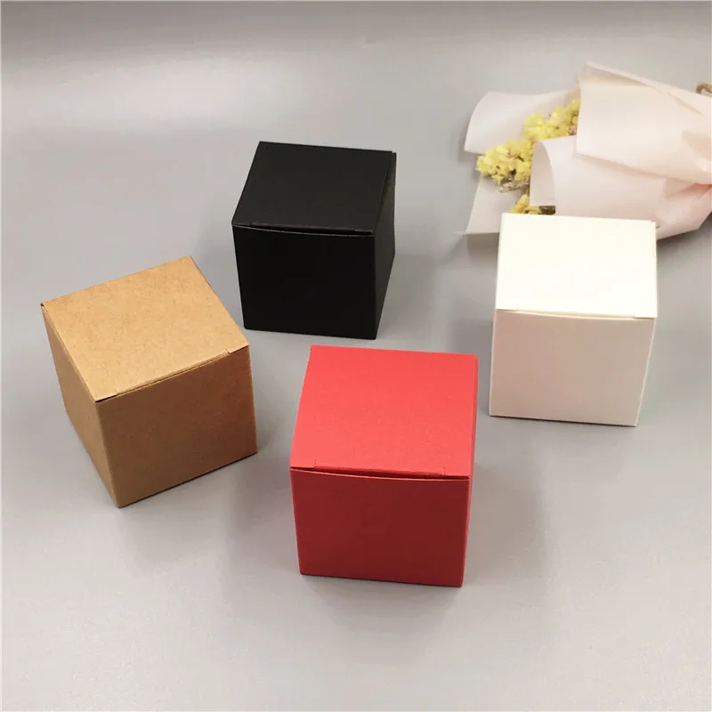 10 шт. 5x5x5 см простая крафт-бумажная коробка для свадебной вечеринки