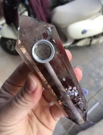 1pcs natural brown color smoky quartz crystal smoking pipe for men | Дом и сад