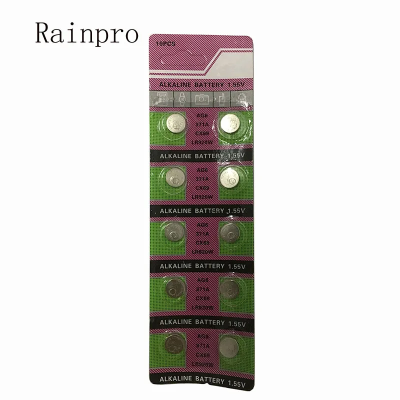 Батарейка для часов Rainpro 10 шт./лот AG6 CX921 LR920 LR921 371A 171 SR920SW|button battery|batteries for watchesbattery |