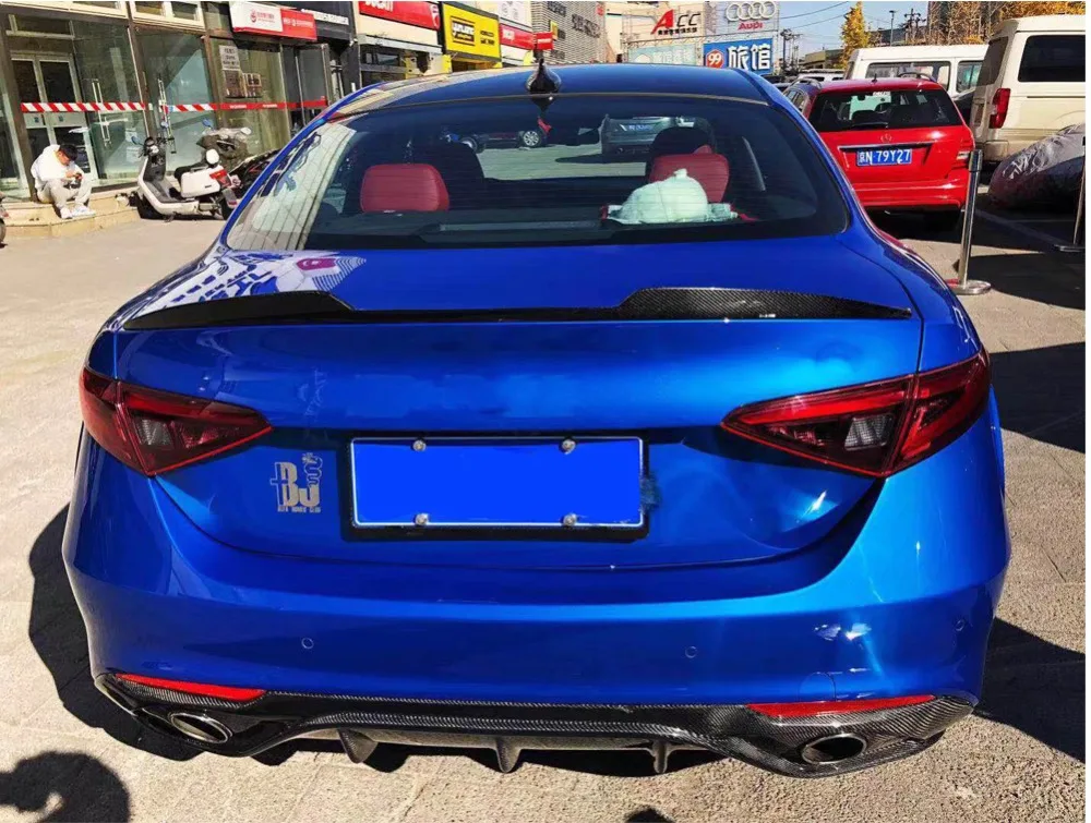 Спойлер из углеродного волокна задний диффузор для багажника черная отделка Alfa