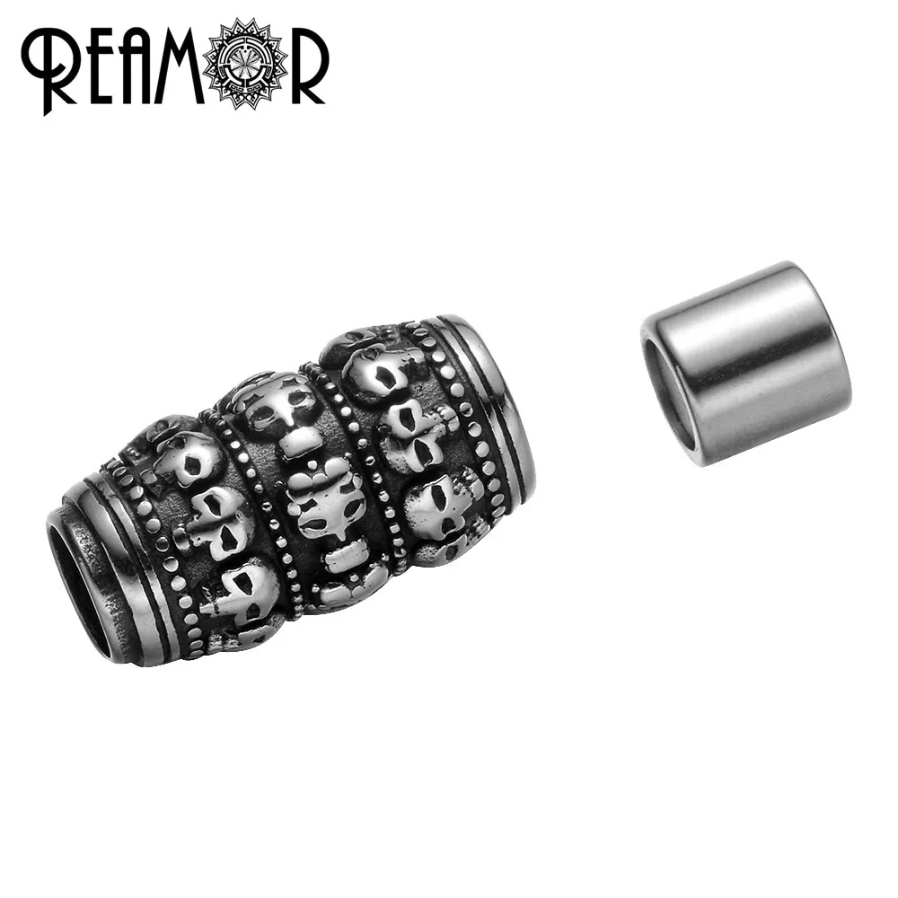 Магнитная пряжка REAMOR 8 мм 316l из нержавеющей стали с человеческим черепом детская