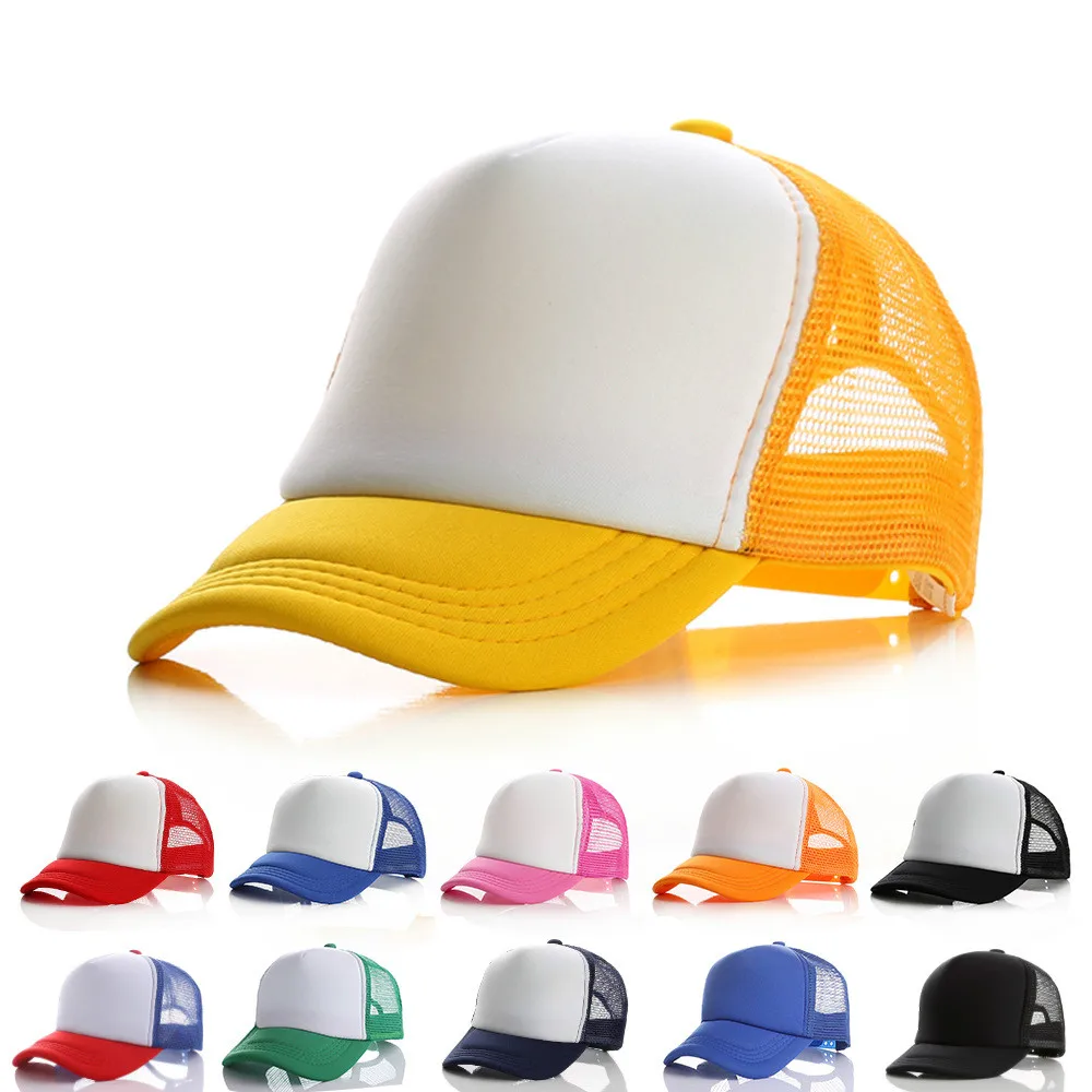 

Adjustable Sun Hats Child Solid Casual Hats Classic Trucker Summer Kids Baseball Mesh boy girl beach Cap for Children streetwear