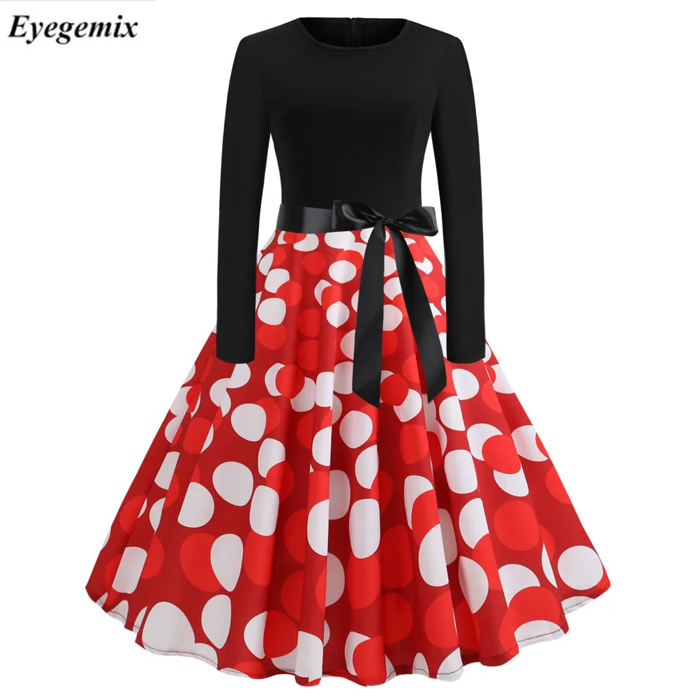 Новинка 2020 черное платье в горошек вечерние женские винтажные платья стиле