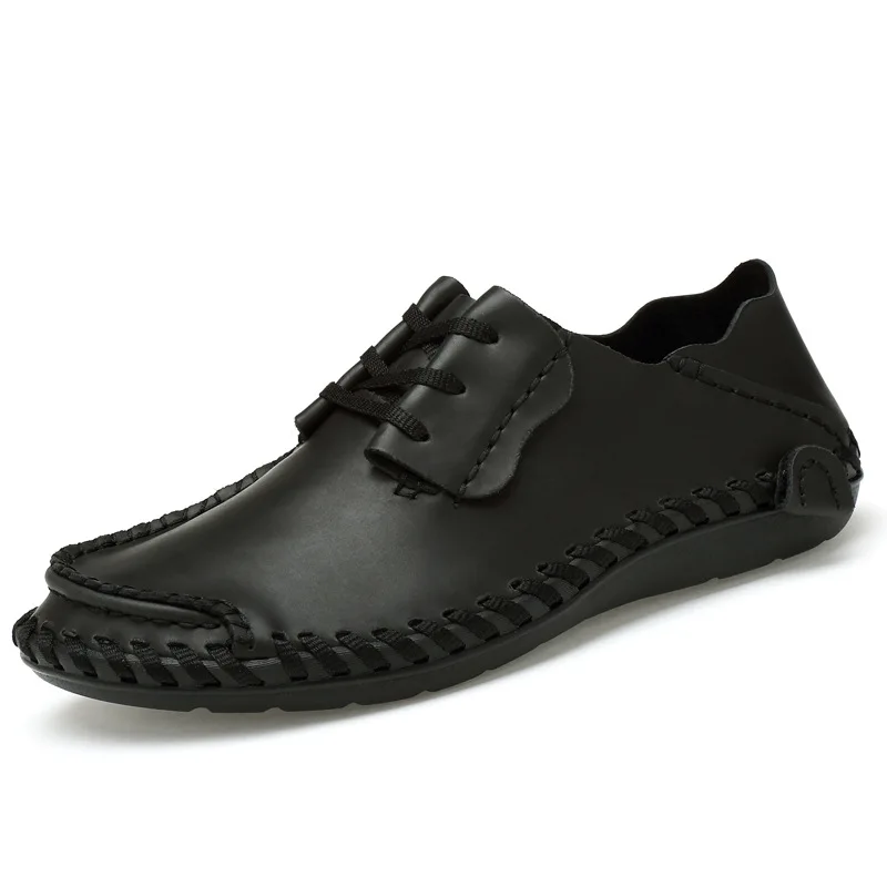 Fashion Sneaker 2019 Design Hand Sewing Men Genuine Leather Boat Shoes Lace Up Casual Flats Moccasins Driving Loafers | Обувь