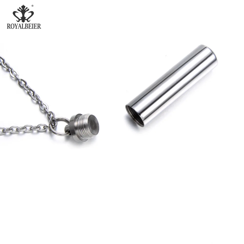 

ROYALBEIER New Arrival Stainless Steel Pendant Bottles Necklace for Jewelry Making Cremation Pendant Crystal Perfume Wholesale
