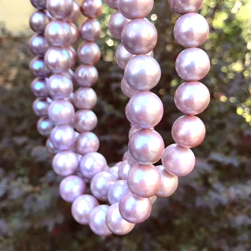 MADALENA SARARA AAA High Quality Natural Purple Pearl Necklace Strand 11mm Fine Luster Brightness Perfect Round 18&quot | Украшения и