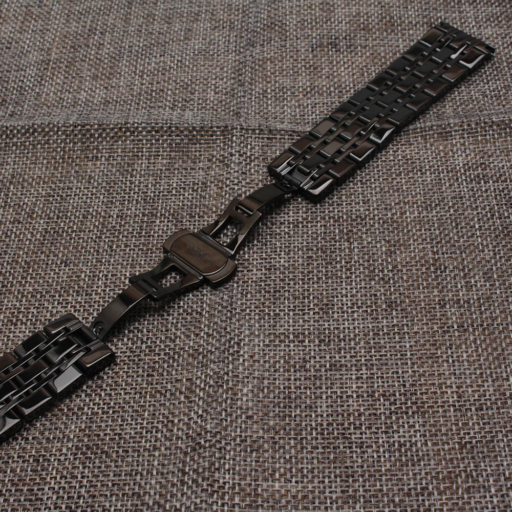 

Straight end Watchband strap 14mm 16mm 18mm 20mm 22mm 24mm fashion polished stainless steel black wrist watch band bracelet new