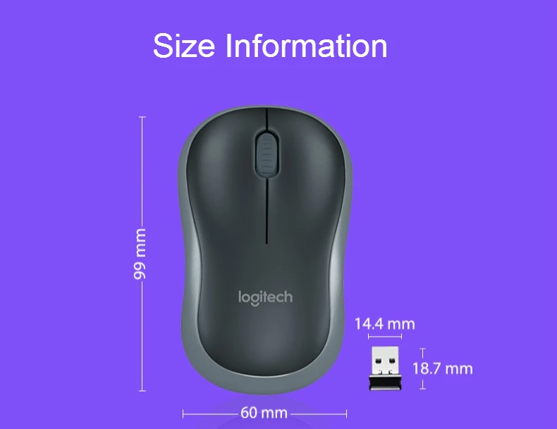 Оригинальная коробка, мышь logitech M185, 2,4G, беспроводная мышь для ноутбука, ПК, компьютера, Мыши с USB нано-приемником