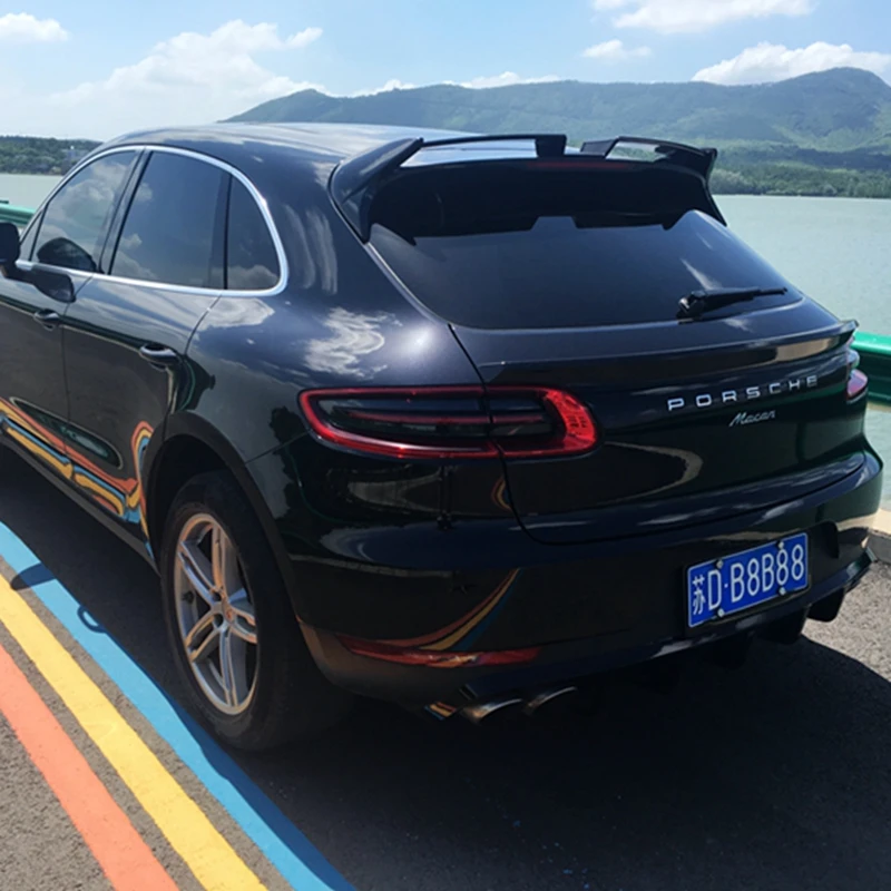 Для Porsche Macan карбоновый задний спойлер ABS Материал Задний спойлер багажник крыло черная краска цвет-UP