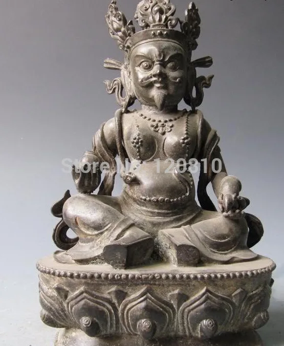 

25CM 10 " Tibe Pure Copper Bronze Yellow Jambhala God Wealth Buddha Statue Free Shipping
