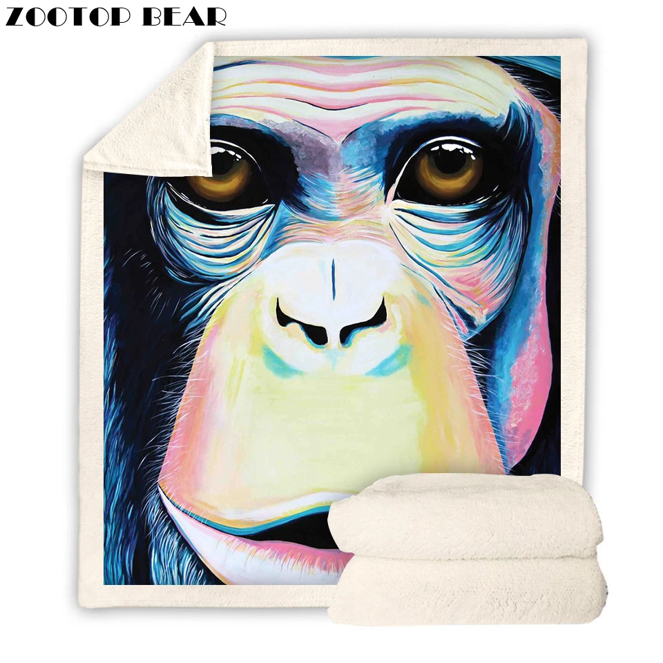 Одеяло ZOOTOP с рисунком медведя шерпа для детей и взрослых красочное плюшевое