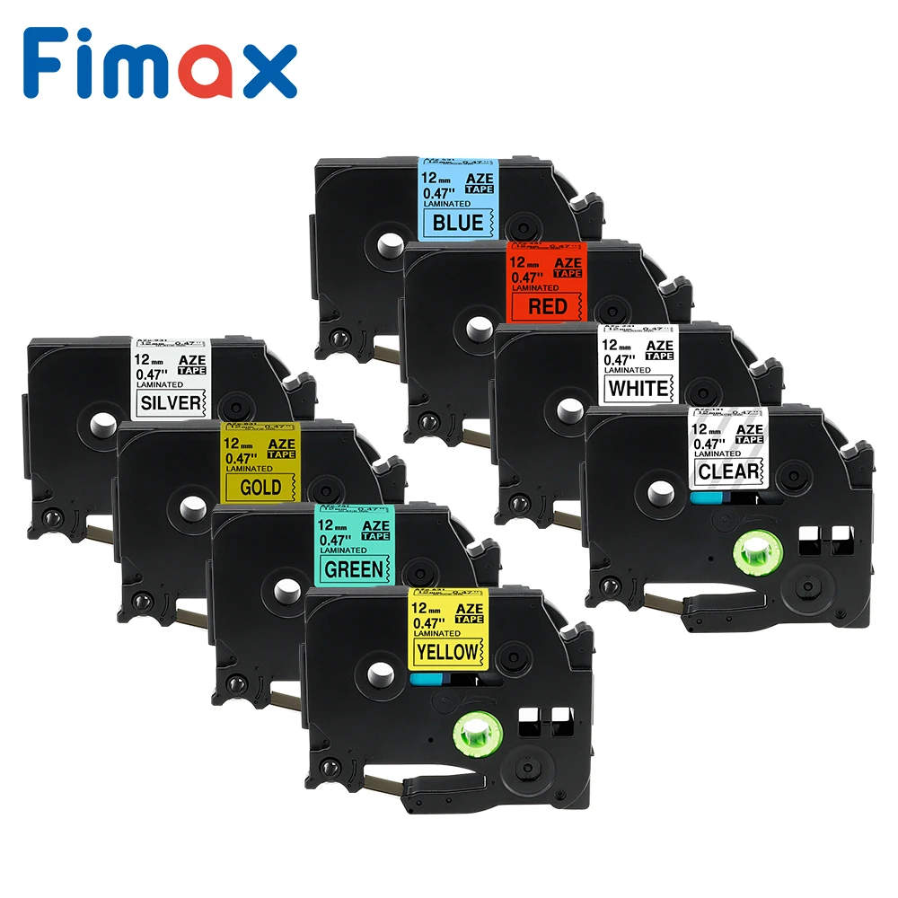 

Fimax 8 Color Compatible for Brother Tze-231 P touch Label Tape TZe231 Tze131 12mm for Brother P-touch Label Maker Label Printer